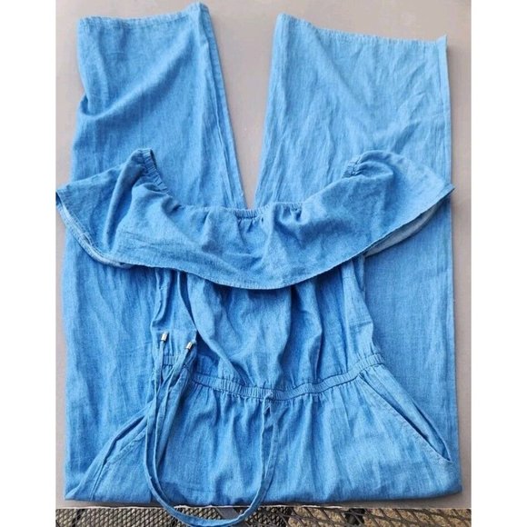 Womens Medium Jumpsuit Blue Jean Jealous Tomato Denim Wide Leg - Picture 10 of 12